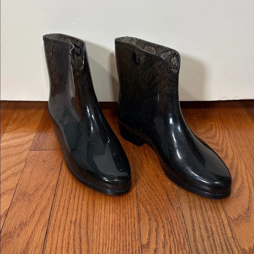 Mel‎ by Melissa Lace lined Jelly Rain Booties Black size 7